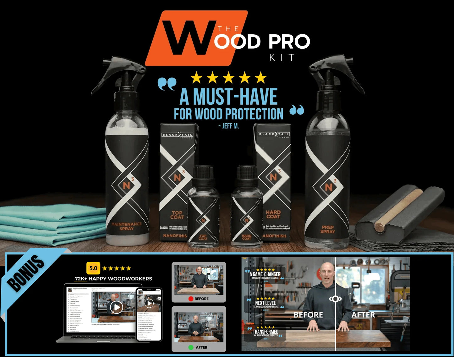 4th of July Sale - N3 Nano: The Wood Pro Kit + Bonus N-ZERO Wood Furniture Cleaner & Free Finishing Workshop!